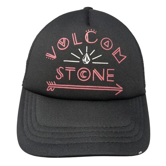 Volcom Stone Snapback Trucker Hat Black One Size Adjustable Mesh Back Polyester - Picture 1 of 9